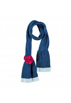 Brums Sciarpa tricot jacquard con applicazione  fiori Blu