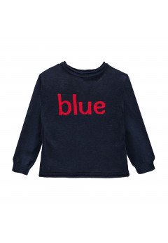 Brums Maglia in tricot con scritta jacquard Blu