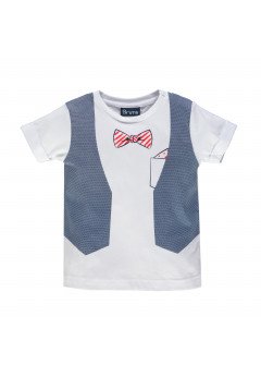 Brums T-shirt in jersey con finto gilet Bianco