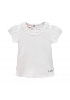 Brums T-shirt in jersey con collo in sangallo Bianco