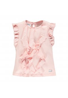 T-shirt in jersey con rouches rosa