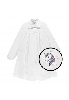 Brums Grembiule bambina con bottoni con stampa personalizzata Unicorno Bianco
