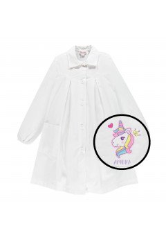 Brums Grembiule bambina con bottoni con stampa personalizzata Unicorno White