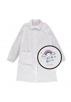 Brums Grembiule bambina con bottoni con stampa personalizzata Unicorno White