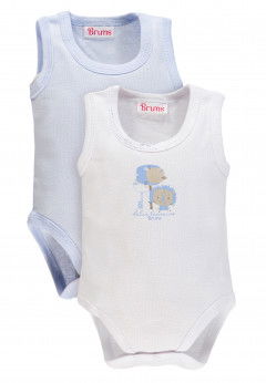 Brums Body spalla larga in costina -Confezione 2 pz. Light Blue