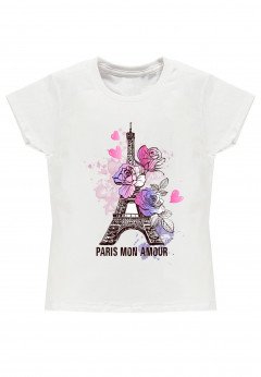 Paris t-shirt bambina bianca