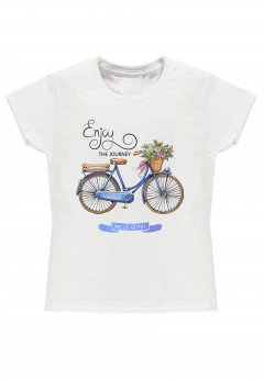 Bicicletta t-shirt bambina bianca