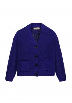 Vicolo Cardigan in lana con ricamo Blue