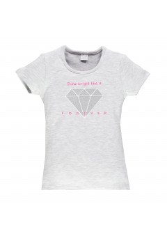 T-shirt bambina grigia stampa diamond 