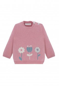 Coccodè Maglione in tricot girocollo motivo fiori Rosa