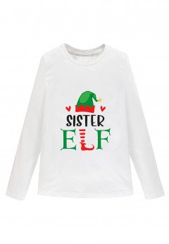 Fantaztico Maglietta Natale Sister Elf bambina White