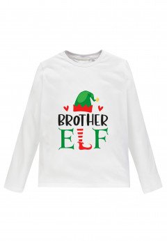 Fantaztico Maglietta Manica Lunga Natale Brother Elf bambino Bianco