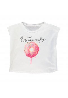 Lù Lù by Miss Grant T-shirt Bambina con Stampa White