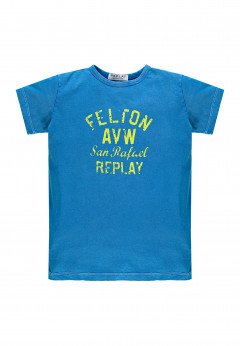 Replay T-Shirt Bambino Manica Corta Azzurro