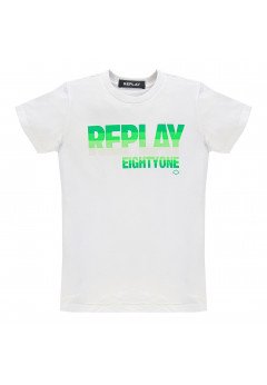Replay T-Shirt Logo Manica Corta Bianco