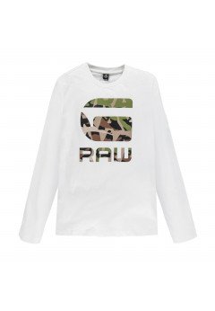 G-star RAW T-shirt lunga Logo G Raw Camuflage Bianco