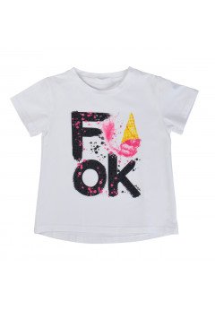 T-Shirt Bambina Maniche Corte con Stampa Fashion