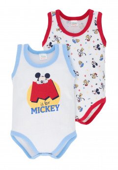 Disney Bipack Body Americano senza maniche Mickey Mouse Bianco