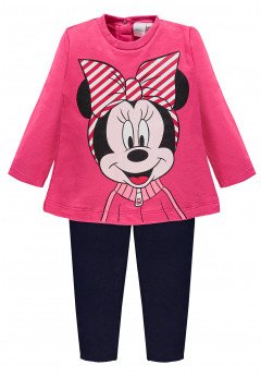 Disney Completo Stampato Felpa Stretch Minnie Rosa