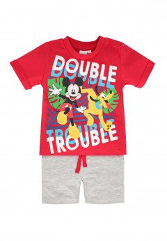 Disney Completo in jersey stampato Mickey Mouse Rosso