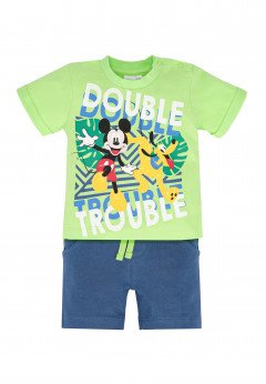 Disney Completo in jersey stampato Mickey Mouse Green