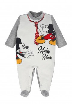 Disney Tutina Mickey Mouse Stampata e Ricamata Bianco