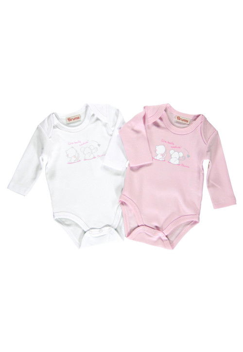 Brums Set body manica lunga rosa e bianco Rosa