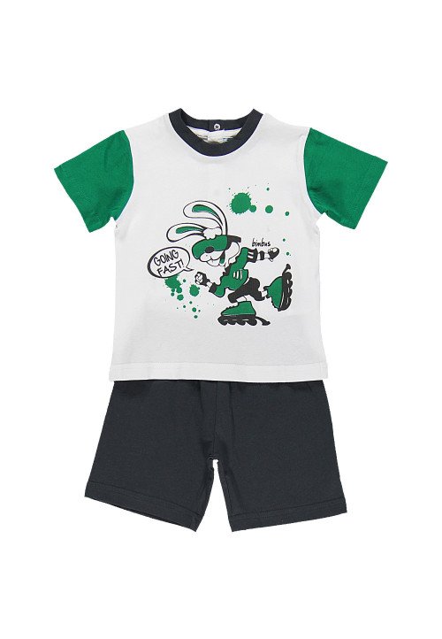 Completo t-shirt e pescatore Jersey stampa cane  Bicolor - Abbigliamento neonato