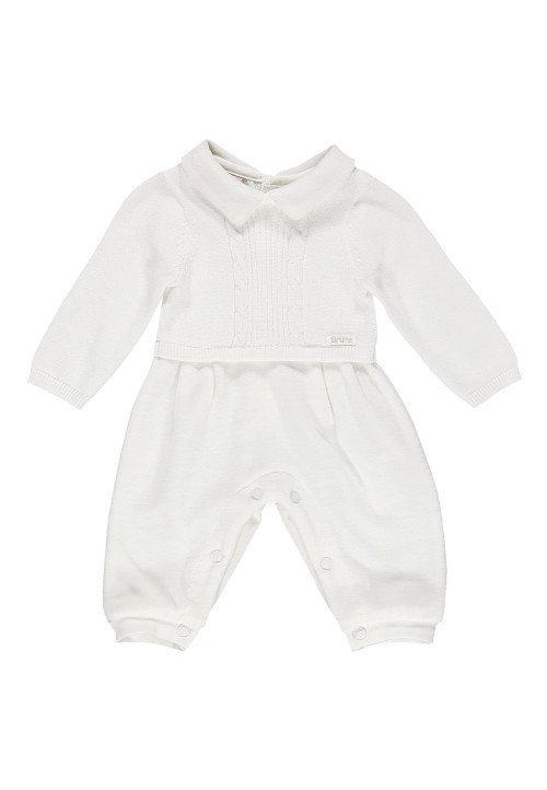  tutina senza piede in ciniglia con colletto  Bianco - Abbigliamento neonato