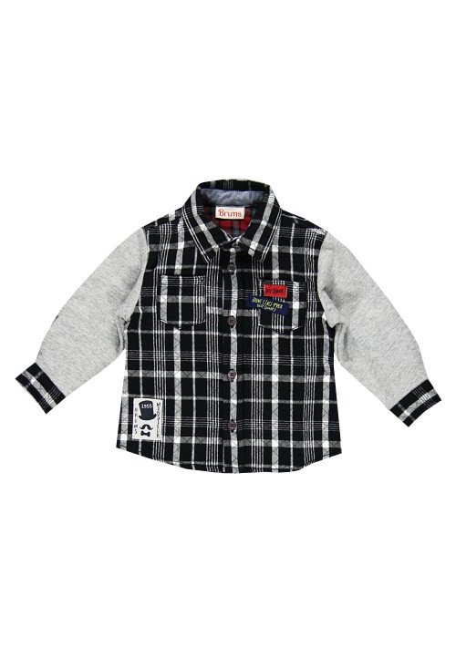 Brums Camicia scozzese trapuntata Nero Nero - Abbigliamento da neonato
