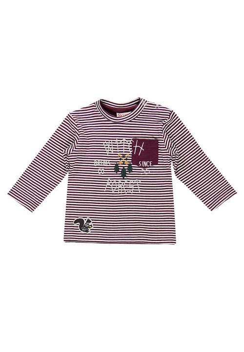  T-shirt manica lunga Jersey a righe  Beige - Abbigliamento neonato
