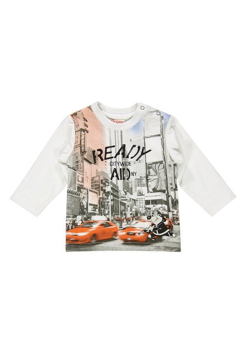  Brums T-shirt manica lunga Jersey con grafica fronte e retro Grigio Grigio - Abbigliamento da neonato