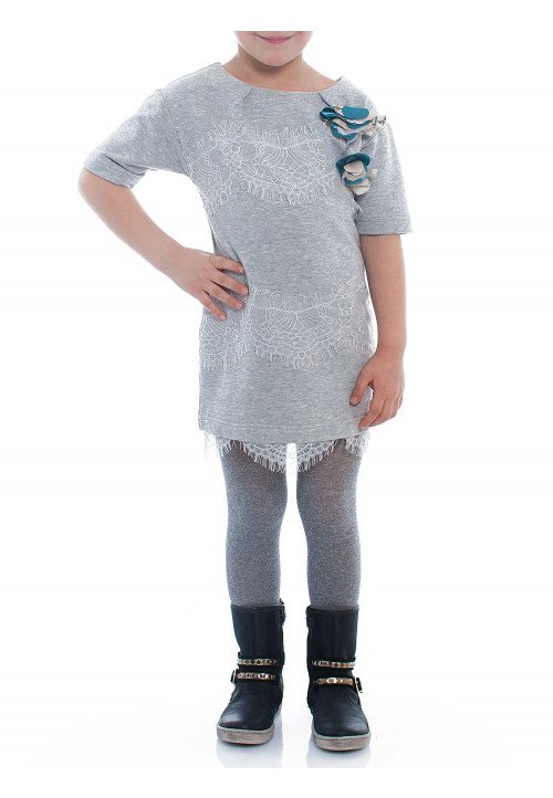  Abito felpa stretch con applicazioni  Grigio - Abbigliamento bambini online | Vestiti per bambini - Outletbambini bambina