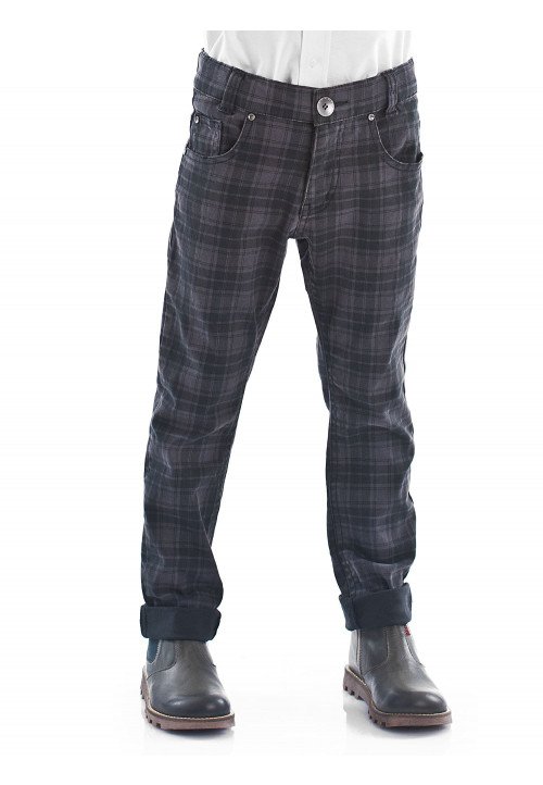  Bimbus Pantalone gabardine scozzese Grigio Grigio - Abbigliamento da bambino e da ragazzo