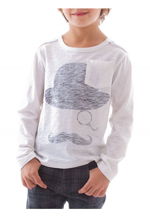  T-shirt manica lunga Jersey con taschino Bianco - Abbigliamento bambini online | Vestiti per bambini | Outletbambini | Bambino