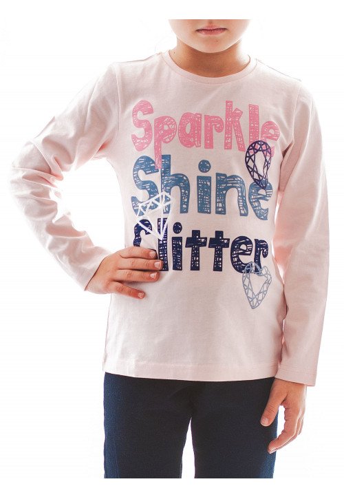  T-shirt manica lunga Jersey con stampa  Rosa - Abbigliamento bambini online | Vestiti per bambini - Outletbambini bambina