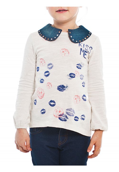 T-shirt manica lunga Jersey collo staccabile - Abbigliamento bambini online | Vestiti per bambini - Outletbambini bambina