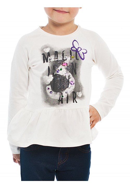 T-shirt manica lunga jersey stretch  Bianco - Abbigliamento bambini online | Vestiti per bambini - Outletbambini bambina