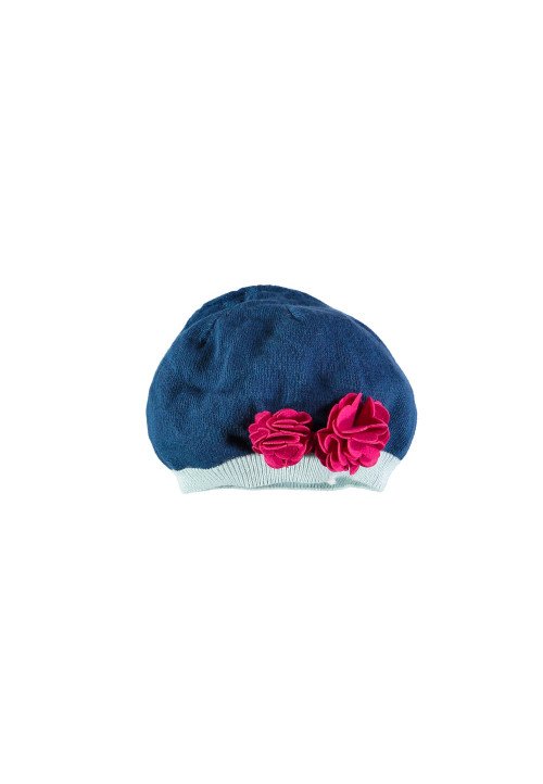 Cappello tricot con applicazione fiori
