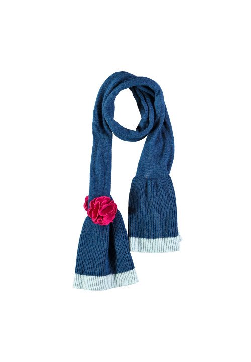  Sciarpa tricot jacquard con applicazione  fiori Blu - Abbigliamento neonata