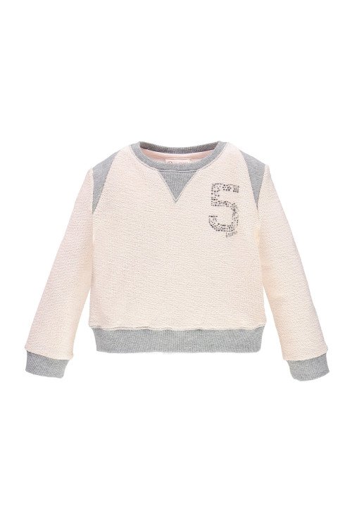  Top girocollo in felpa con inserti felpa melange Rosa - Abbigliamento bambini online | Vestiti per bambini - Outletbambini bambina