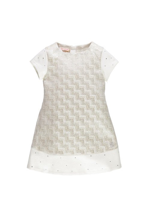  Abito  tessuto jacquard lurex  Bianco - Abbigliamento bambini online | Vestiti per bambini - Outletbambini bambina