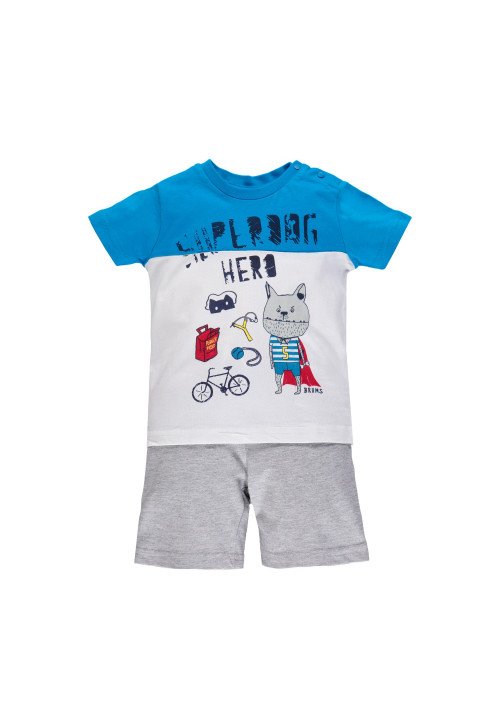  Completo 2 pezzi t-shirt e bermuda Azzurro - Abbigliamento neonato