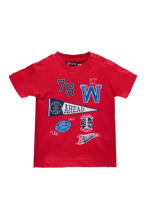  T-shirt manica corta in jersey con stampa Rosso - Abbigliamento neonato