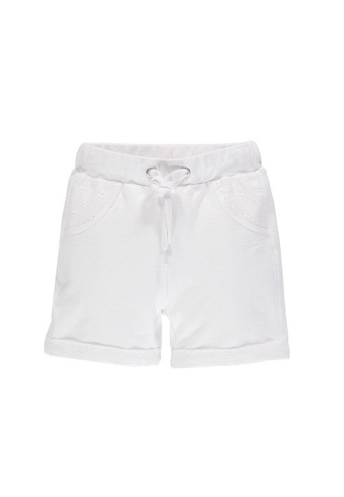  Shorts in felpa fiammata e pizzo sangallo Bianco - Abbigliamento neonata
