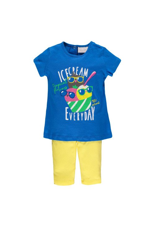  Completo 2 pezzi T-shirt + leggings capri Blu - Abbigliamento neonata