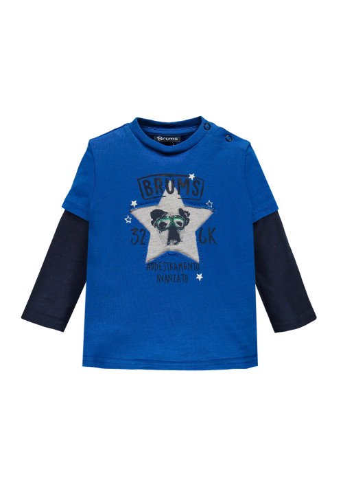  T-shirt in jersey doppia manica Blu - Abbigliamento neonato