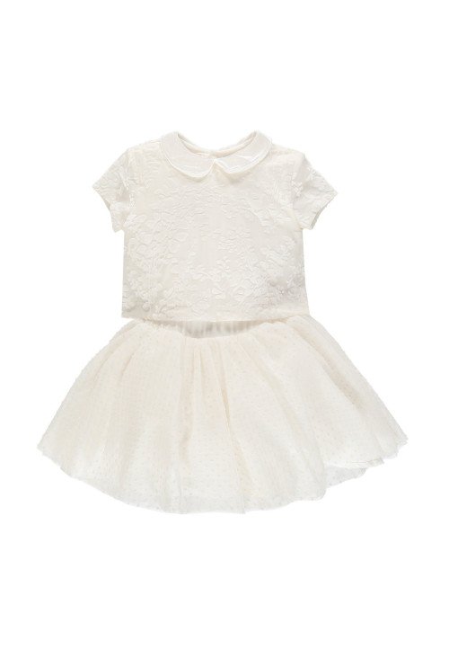  Completo camicia devoré e gonna in tulle Bianco - Abbigliamento neonata
