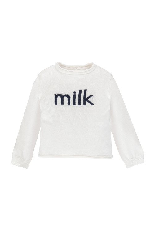  Maglia in tricot con scritta jacquard Bianco - Abbigliamento neonata