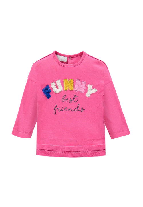 Mek T-shirt jersey con stampa e appl.eco pelo Rosa